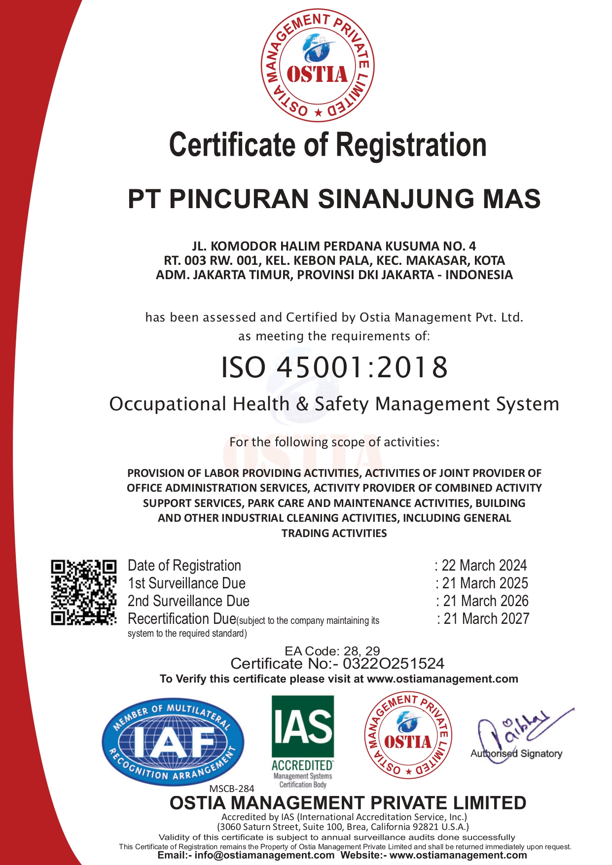 Sertifikat ISO 45001 2018